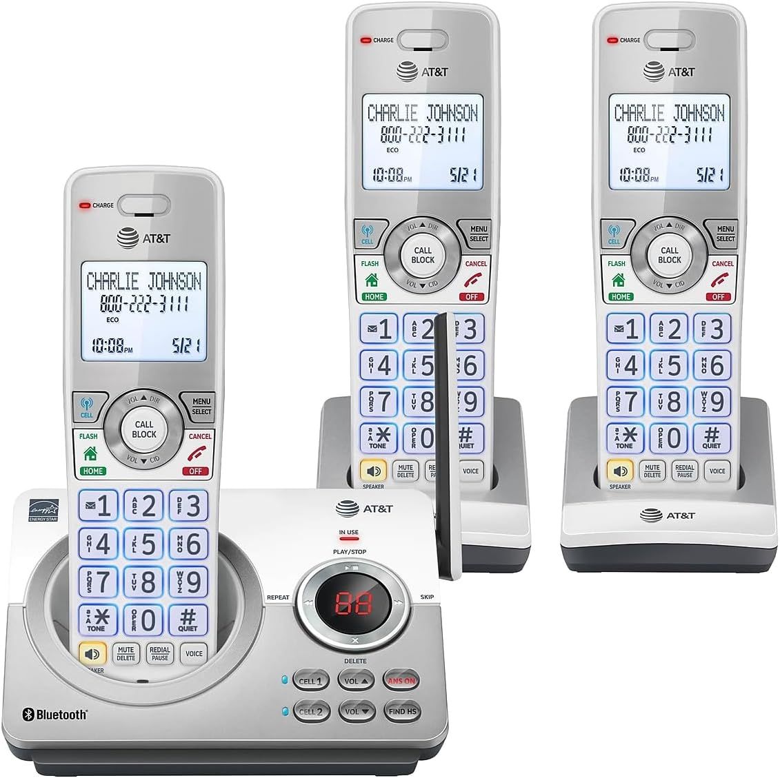 At&t - Cordless Phone - White Silver DLP72310