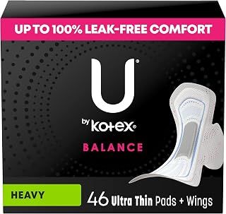 U Kotex Balance Ultra Thin Pads with Wings, Heavy Absorbency, 46 Count (Packaging May Vary)