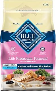 Blue Buffalo Life Protection Formula Adult Small Breed Dry Dog Food, Supports High Energy Needs, Made with Natural Ingredients, Chicken & Brown Rice Recipe, 5-lb. Bag
