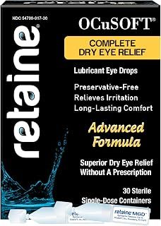 OCuSOFT Retaine MGD Ophthalmic Emulsion - Complete Dry Eye Relief - Soothes Red & Irritated Eyes - 30 Count Preservative-Free Single-Use Containers - 0.01 Fl Oz