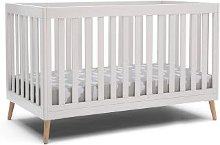 Delta Children Essex 4-in-1 Convertible Baby Crib, Bianca White with Natural Legs