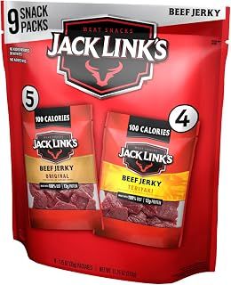 Jack Link's Beef Jerky Variety Pack - Includes Original and Teriyaki Flavors, On the Go Snacks, 13g of Protein Per Serving, Great Stocking Stuffers, Holiday Gifts for Men, 1.25 Oz (Pack of 9)