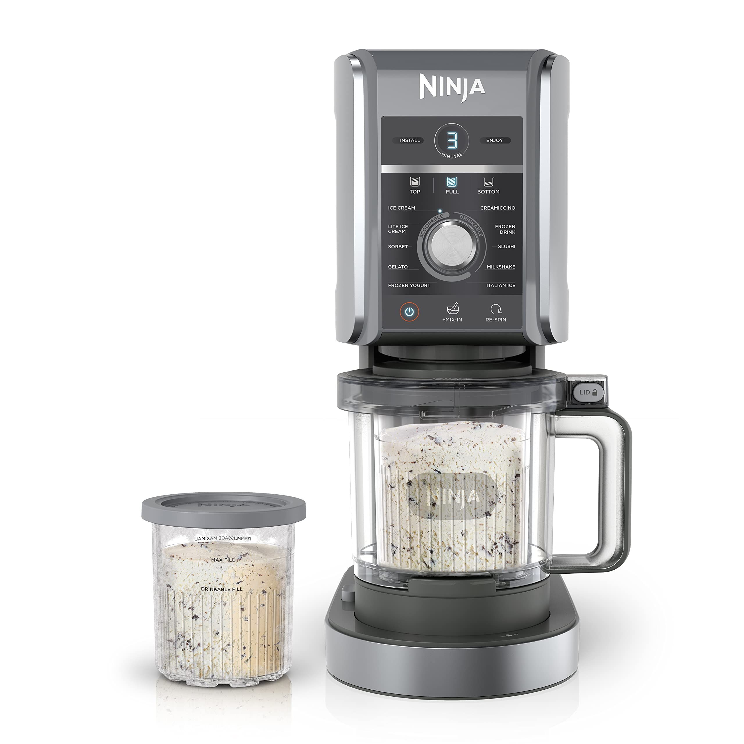 Ninja CREAMi Deluxe 11-in-1 Ice Cream and Frozen Treat Maker for Ice Cream, Sorbet, Frozen Drinks & More, with (2) XL Family Size Pint Containers, NC501C (Canadian Version)
