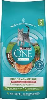 Purina ONE Natural Low Fat, Indoor Dry Weight Control High Protein Cat Food Plus Indoor Advantage with Real Salmon - 7 lb. Bag