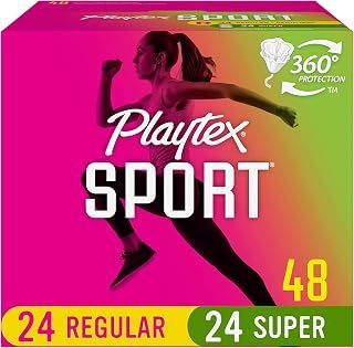 Playtex Sport Tampons, Multipack (24ct Regular/24ct Super Absorbency), Fragrance-Free - 48ct