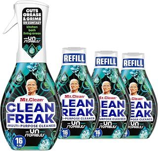 Mr. Clean Clean Freak Multi Surface Cleaning Spray, Deep Cleaning Mist Starter Kit and Refill Bundle, Unstopables Fresh Scent, 64 fl oz