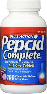 Reduce and neutralize acid in a single tablet - Pepcid Complete - 100ct berry flavor