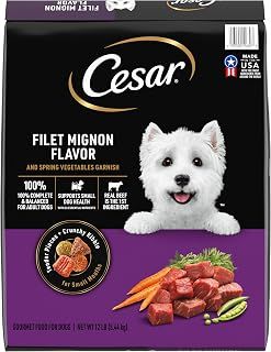 Cesar Small Breed Dry Dog Food Filet Mignon Flavor and Spring Vegetables Garnish, 12 lb. Bag