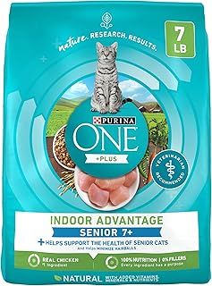 Purina ONE High Protein, Natural Senior Dry Cat Food, Indoor Advantage Senior+ - 7 Lb. Bag