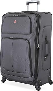 SwissGear Sion Softside Expandable Luggage, Dark Grey, Checked-Large 29-Inch