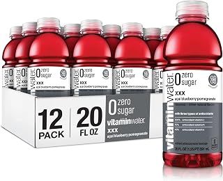 vitaminwater zero sugar xxx, electrolyte enhanced water w/vitamins, açai-blueberry-pomegranate drinks, 20 fl oz, 12 Pack