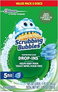 Scrubbing Bubbles Toilet Bowl Tablets, Continuous Clean Toilet Drop In Discs, Each Tablet Provides 4 Weeks of Protection Against Stains and Build Up, 5 Count (Pack of 1)