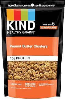 KIND Healthy Grains Granola, Peanut Butter Clusters, 11 Ounce, 10g Protein, Whole Grain, Snack Mix