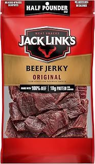 Jack Link's Beef Jerky, Original, 1/2 Pounder Bag - Flavorful Meat Snack, 10g of Protein and 80 Calories, Made with Premium Beef - 96% Fat Free, No Added MSG** or Nitrates/Nitrites, 8oz