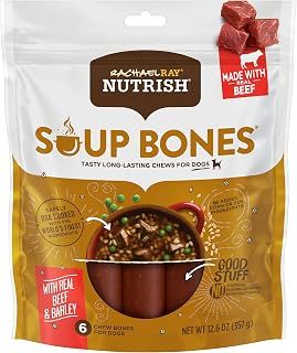Rachael Ray Nutrish Soup Bones Dog Treats, Beef & Barley Flavor, 6 Bones