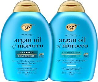 OGX Renewing + Argan Oil of Morocco Shampoo & Conditioner Set, 13 Fl Oz (Pack of 2) (packaging may vary), Blue