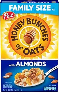 Honey Bunches of Oats with Almonds, Heart Healthy, Low Fat, made with Whole Grain Cereal, 18 Ounce Box