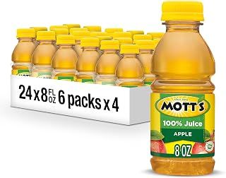 Mott's 100% Original Apple Juice, 8 Fl Oz Bottles, 24 Count (4 Packs Of 6), 2 Servings Of Fruit, 100% Fruit Juice, Gluten-free, Caffeine-free, Kosher, Contains No Artificial Colors Or Sweeteners