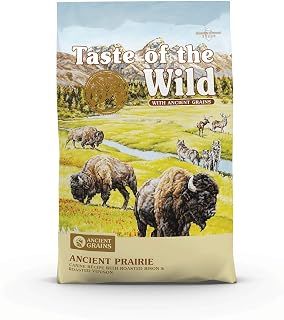 Taste of the Wild with Ancient Grains, Ancient Prairie Canine Recipe with Roasted Bison and Venison Dry Dog Food, Made with High Protein from Real Meat and Guaranteed Nutrients and Probiotics 14lb