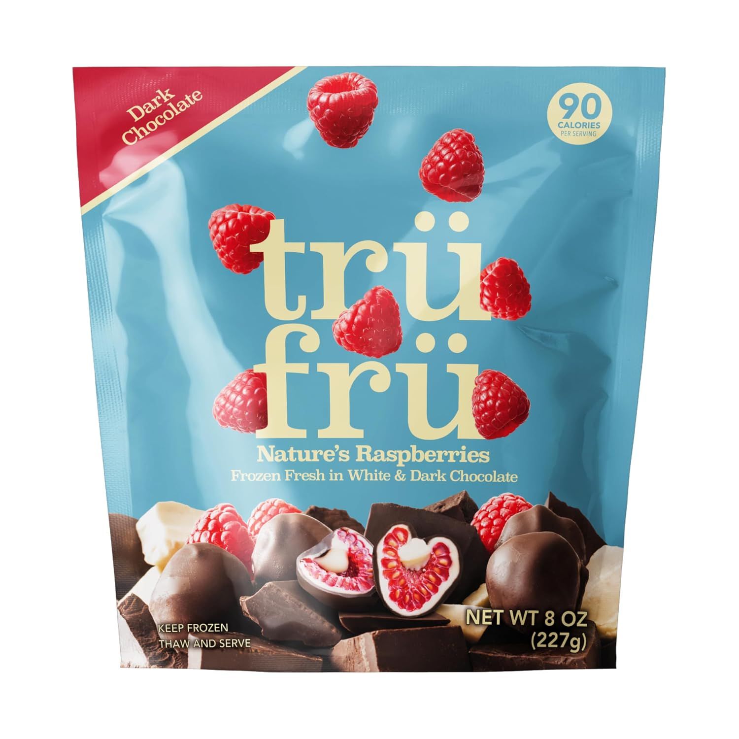 Tru Fru Raspberries, Dark Chocolate - 8 oz