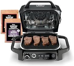 Ninja | Woodfire Series | 7-in-1 (Grill, BBQ, Roast, Air Fry, Dehydrate, Broil, Smoke) | Portable & Weather Resistant | Cook Up To 6 Steaks & 30 Hot Dogs | Woodfire Pellets included | OG701