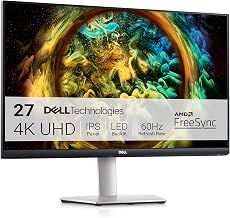 Dell S2721QS Monitor 27 Inch, 4K UHD (3840 x 2160) IPS Display, Ultra-Thin Bezel, AMD FreeSync, HDMI, DisplayPort, VESA Certified - Silver