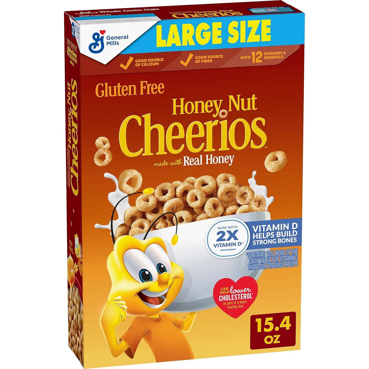 Honey Nut Cheerios Cereal, Limited Edition Happy Heart Shapes, Heart Healthy Cereal With Whole Grain Oats, Large Size, 15.4 oz