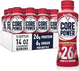 Core Power Fairlife 26g Protein Milk Shakes, Ready To Drink for Workout Recovery, Strawberry Banana, 14 Fl Oz (Pack of 12)