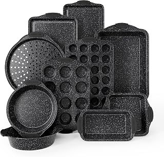 Country Kitchen Nonstick Stackable Bakeware Set - Durable, Easy Release Baking Set, Black, 10 Pcs