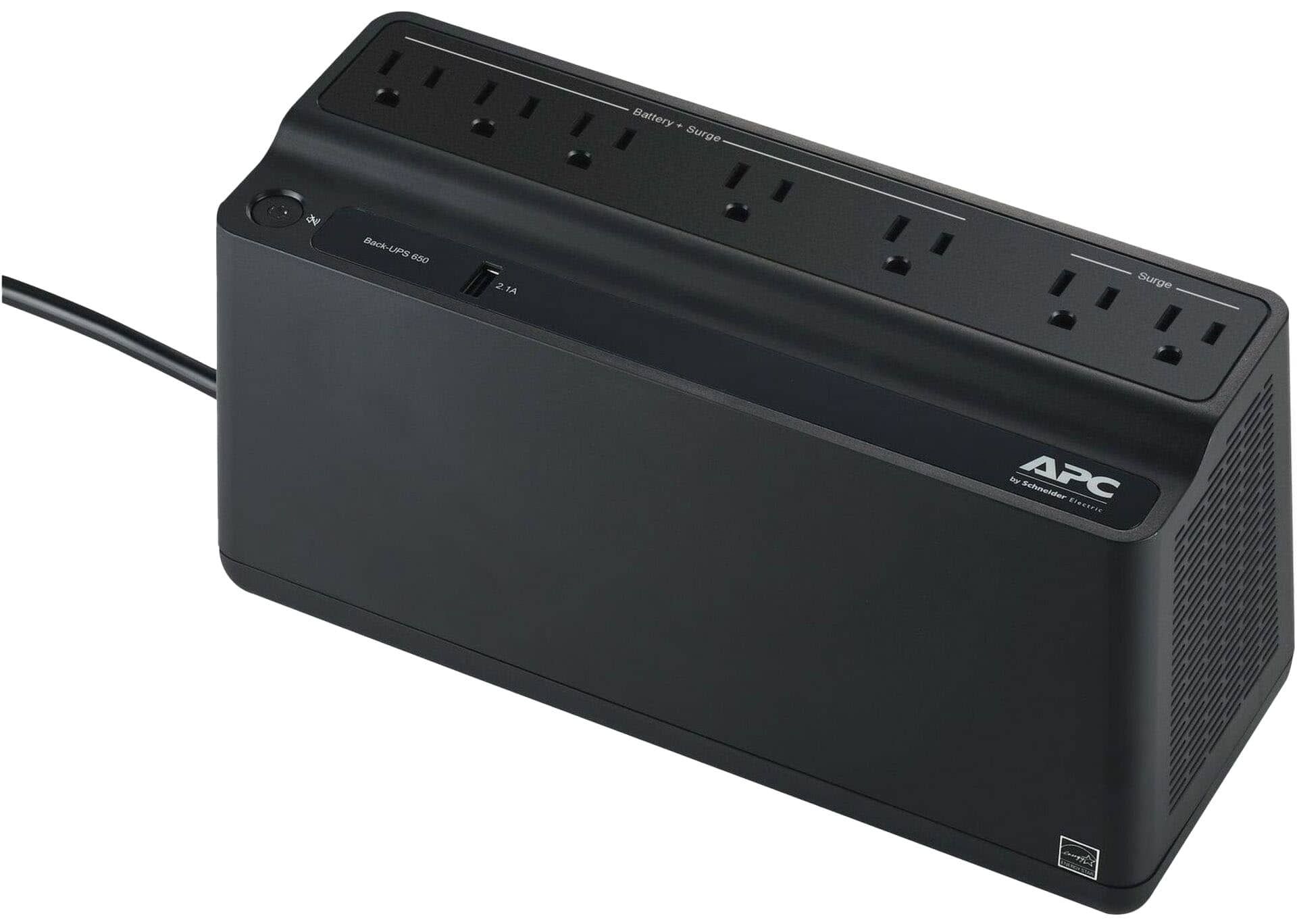 APC - Back-UPS 650VA 7-Outlet/1-USB Battery Back-Up and Surge Protector - Black