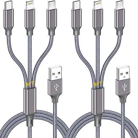 2-Pack 6' HaoKanDe Multi Charging Cables for $4.49