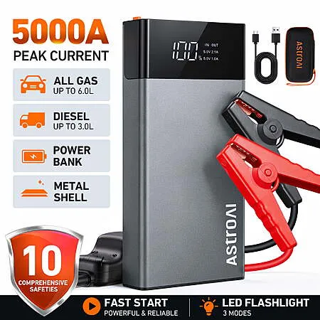 AstroAI 5000A Jump Starter for $27.99