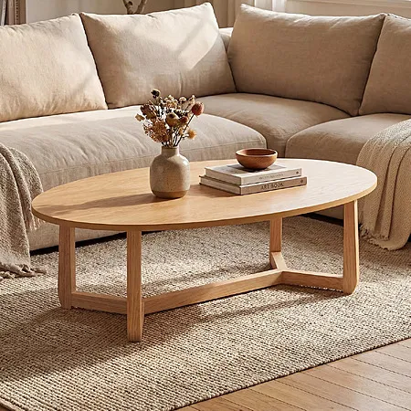 GIANtex 46” Oval Wood Coffee Table for $132.99