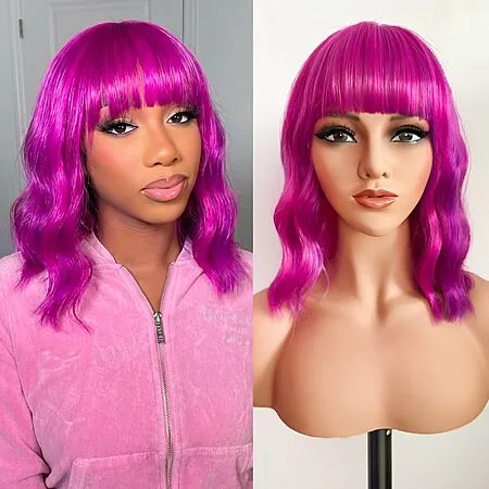 66% Off Pizazz Rose/Purple Short Bob Wig!
