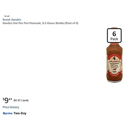 Pack of 6 Nando's Hot Peri Peri Marinade for $9.41!