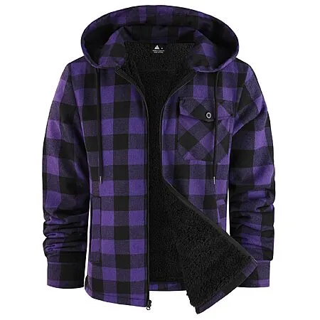 V VALANCH Men's Sherpa-Lined Flannel Jacket for $19.99