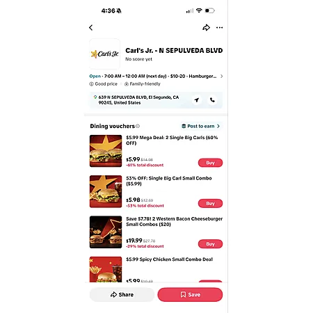 Carl's Jr MEGA Deals for $5.99!