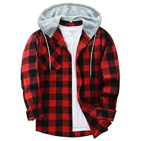 Up to 50% Off SWISSWELL Men’s Hooded Flannel Shirt Jackets