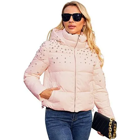 50% Off Women's Rhinestone Puffer Jacket!