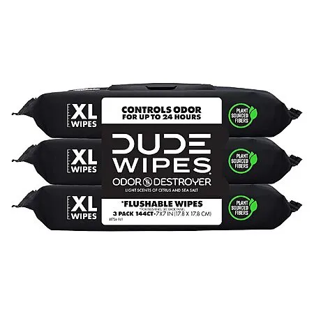 144-Count DUDE Wipes Odor Destroyer Wipes for $8.17