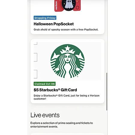 Free $5 Starbucks for Verizon Customers!