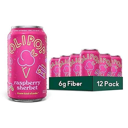 $14.24 for 12-Pack OLIPOP Prebiotic Soda (Raspberry Sherbet)