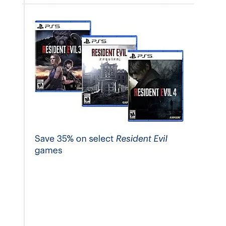 35% Off Select Resident Evil Games!