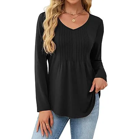 Image for deal: $4.99 for Women’s Pleated V-Neck Tunic