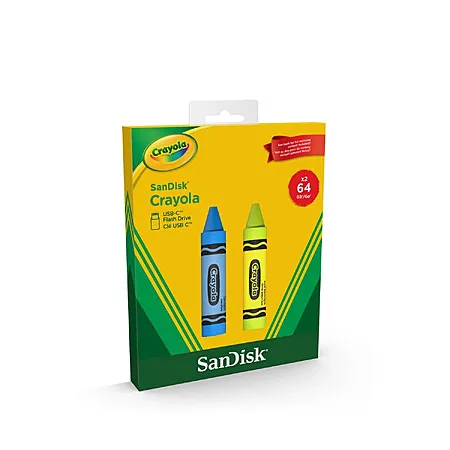 2-Pack Sandisk Crayola 64GB USB-C Flash Drive for $10.12