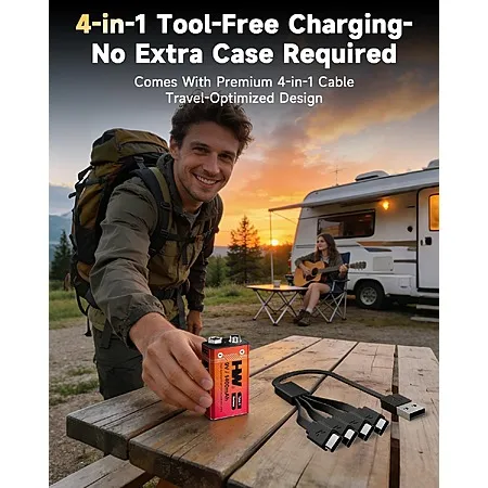 8 Pack HW Rechargeable 9V Lithium Batteries for $19.07