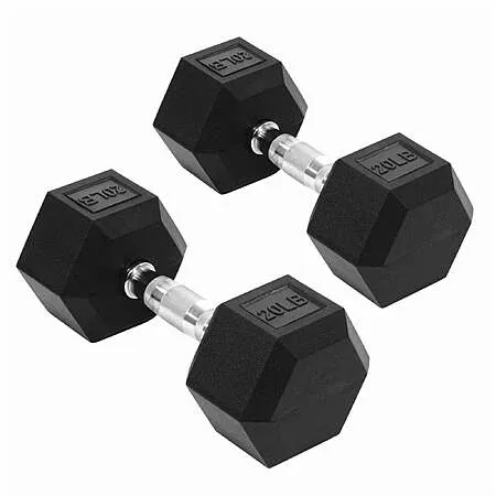 Pairs of 20/25/35/40/45/50 LB Rubber Hex Dumbbells Now Starting at $30