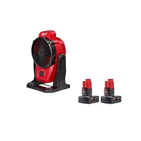 Milwaukee M12 Jobsite Fan with 2PK 4Ah Batteries for $149
