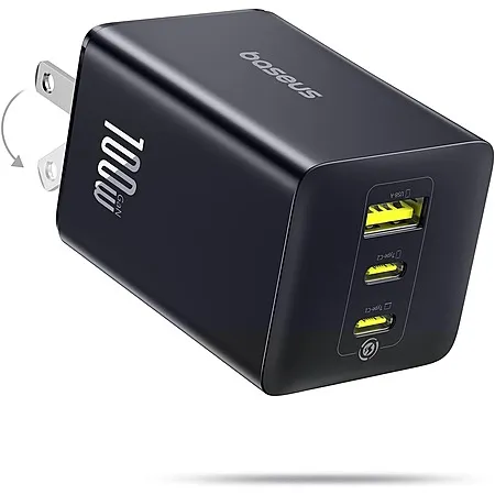 100W Baseus 3-Port USB-C GaN Wall Charger for $21.40