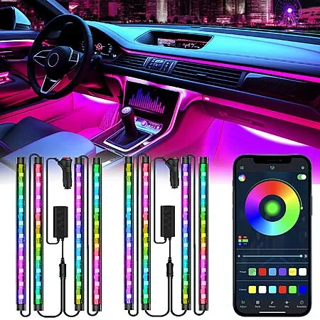 2-Pack RGB Smart Car Interior LED Light Strips for $5.42